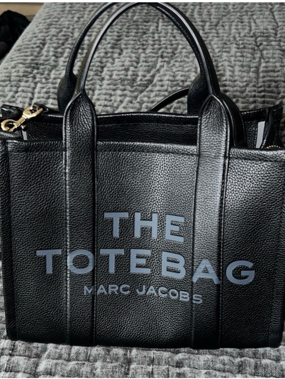 Marc Jacobs Black Pebbled Leather 'The Tote Bag' Top-Handle Tote